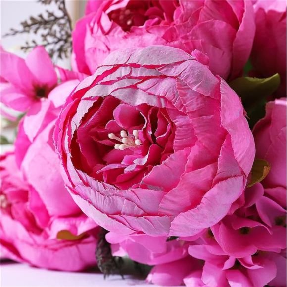 Pink Flowers Artificial Silk Peony Bouquets Wedding Home Decoration Floral Decor - Picture 5 of 5